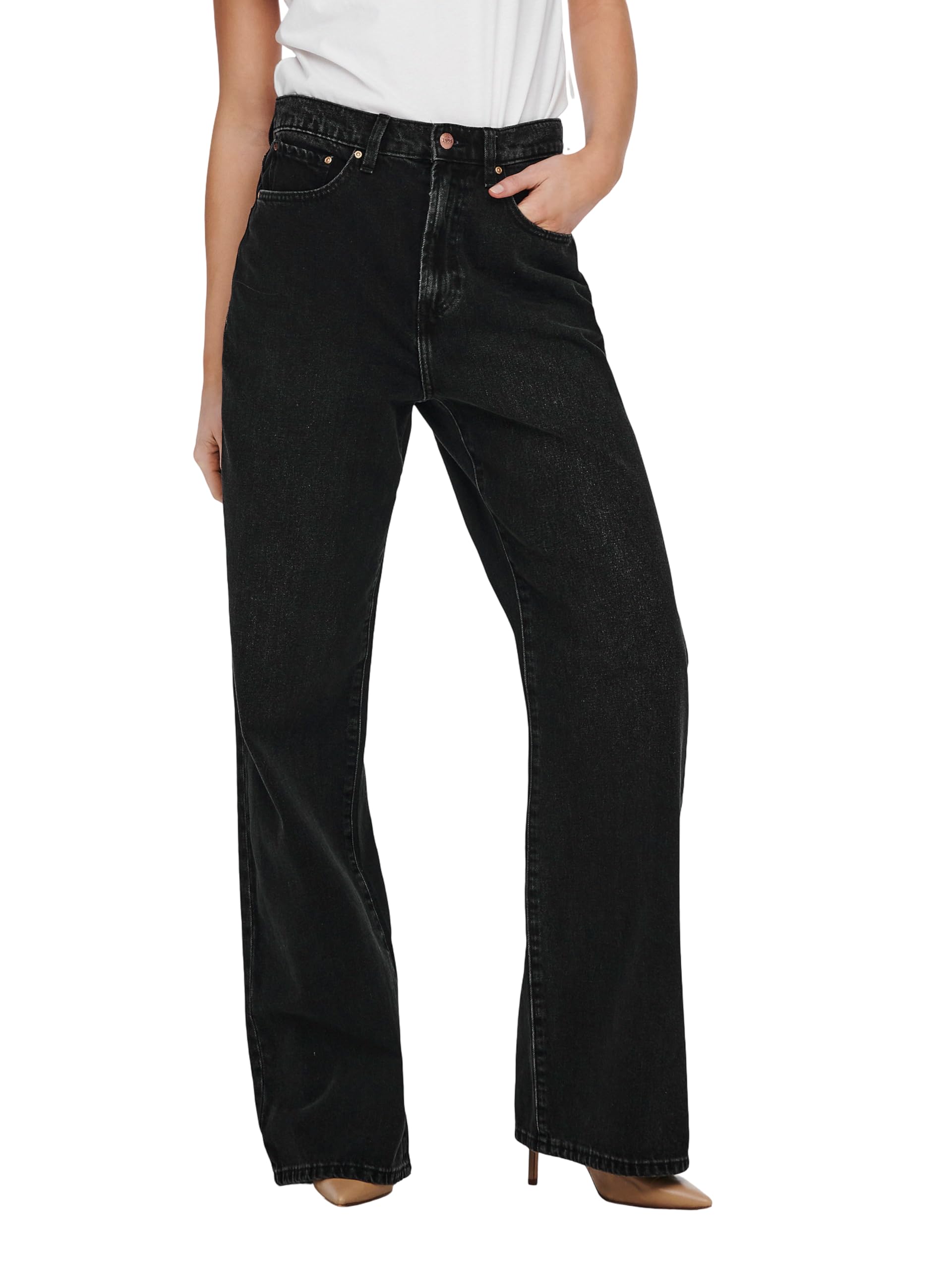 Only ONLHOPE Ex HW Wide DNM ANA129 Noos, Jeans da Donna, Black Denim, 28/32
