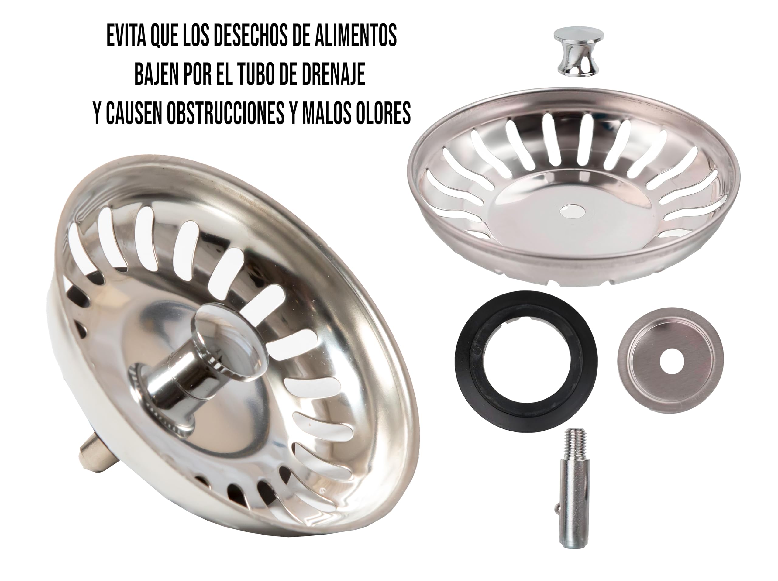 Bouchon D'évier De Cuisine En Acier Inoxydable Avec Filtre Anti Obstruction Mecanisme Pop Fonction 3 En 1