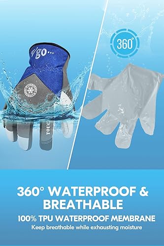 Vista 51 de Vgo - 2 pares de guantes de trabajo impermeables, resistentes al frío (-4 ℉/-20 ℃ o más), piel de cabra, antiabrasión, alta destreza, aislamiento