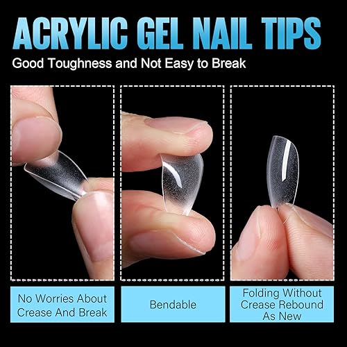 Miniatura 8 de TOMICCA Puntas de uñas cortas cuadradas extra cortas, 192 unidades, uñas postizas, 12 tamaños, uñas acrílicas transparentes para principiantes y