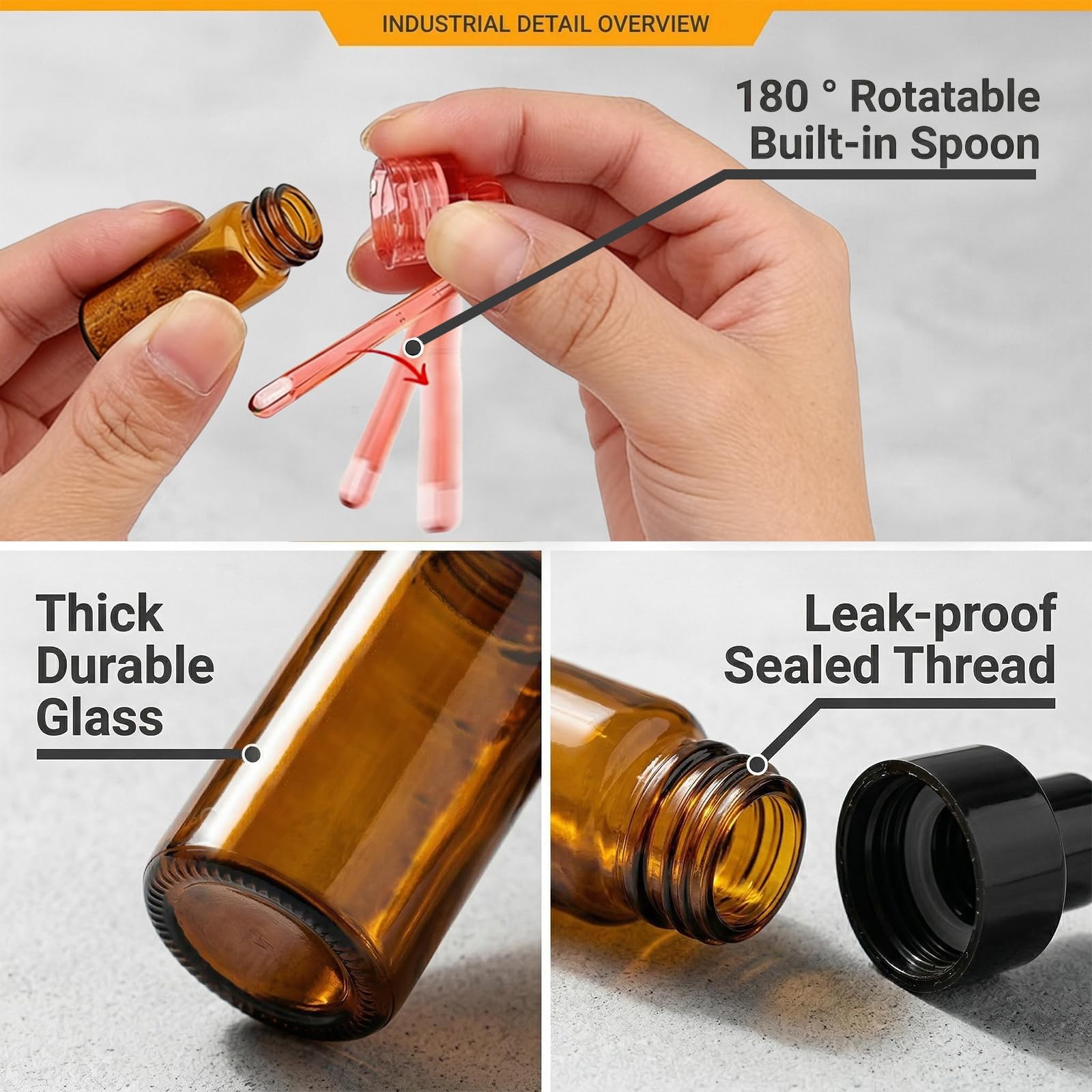Lot de 6 sniffer doseur étanches - Mini bouteilles anti-fuite pour sel, poivre, épices - Idéaux pour le camping, la cuisine et les voyages | Flacon de poudre avec cuillère