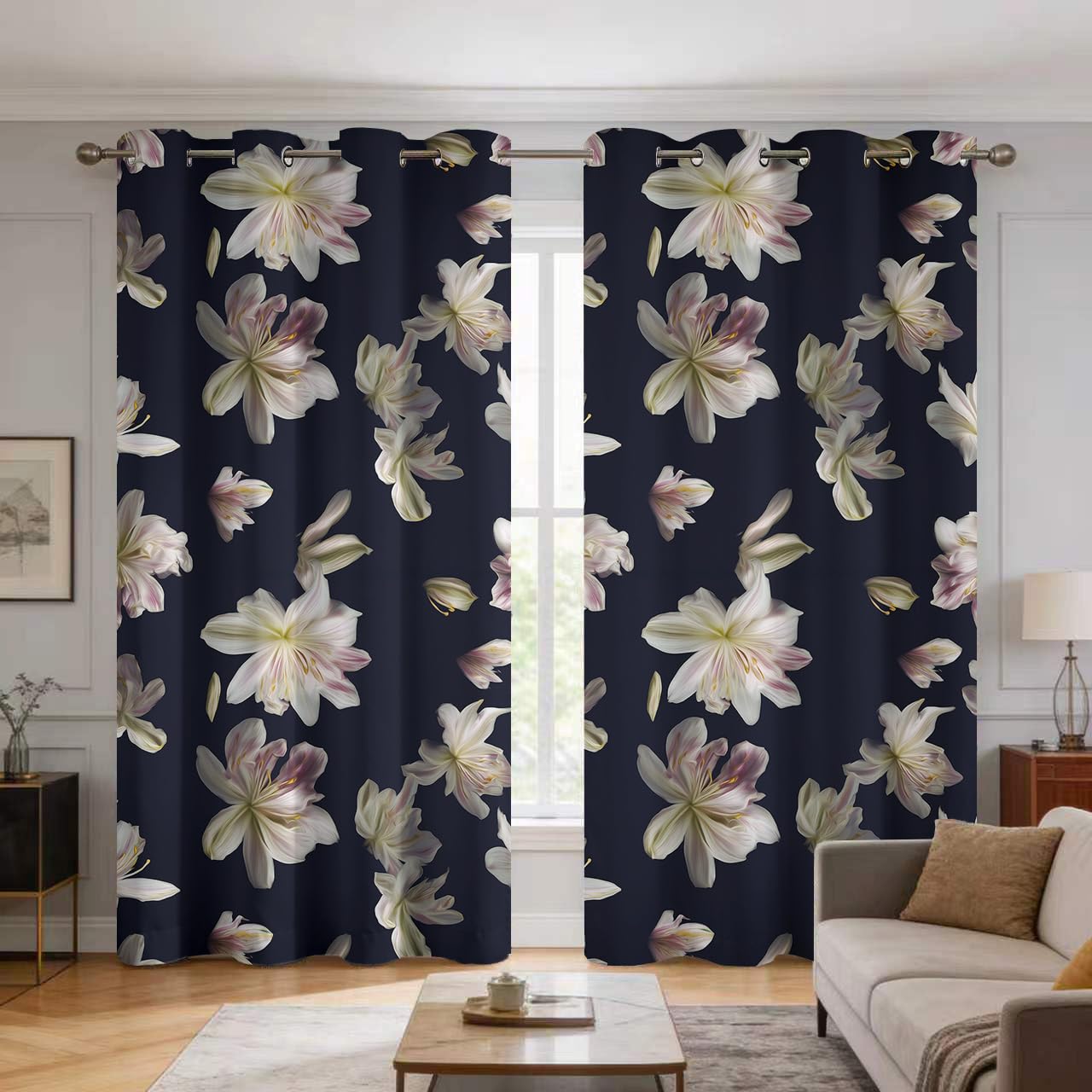 Rideau occultant imprimé fleurs pour chambre et salon cosy T&IW-221