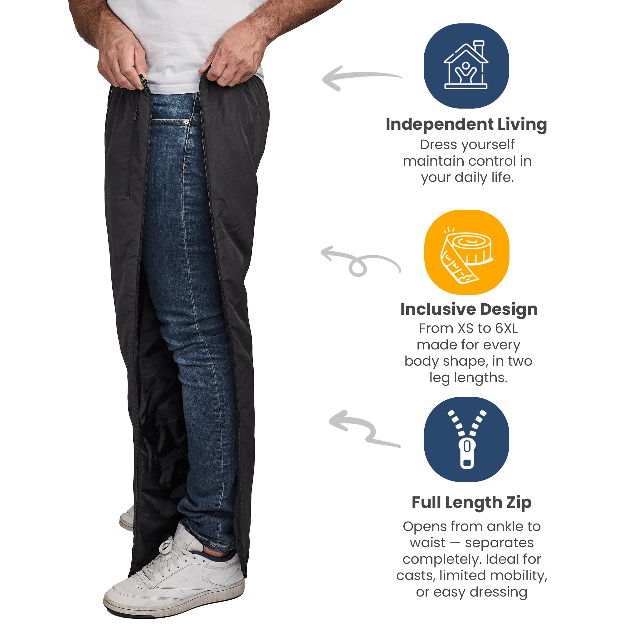 Dobsom – Pantalones de rehabilitación para hombre y mujer con forro I – Pantalones de deporte de invierno con cremallera completa I Pantalones de deporte de invierno para exterior, Mujer, Negro , 5XL