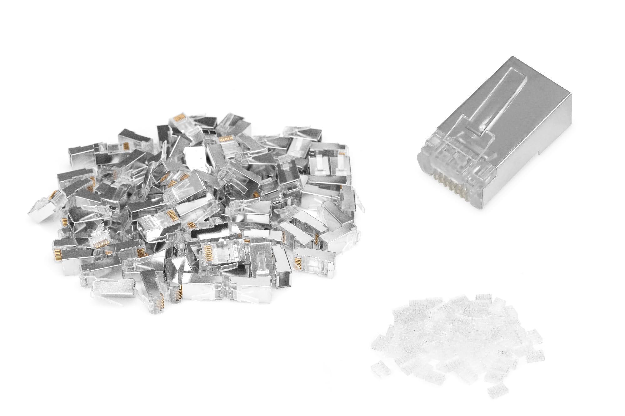 DIGITUS AK-219603 – Cat. 6 crimp connector – 100 pieces – RJ45 network connector shielded – for Cat. 6 network cable, patch cable – 1GBase-T – 8P8C – AWG 27/7 to AWG 24/7