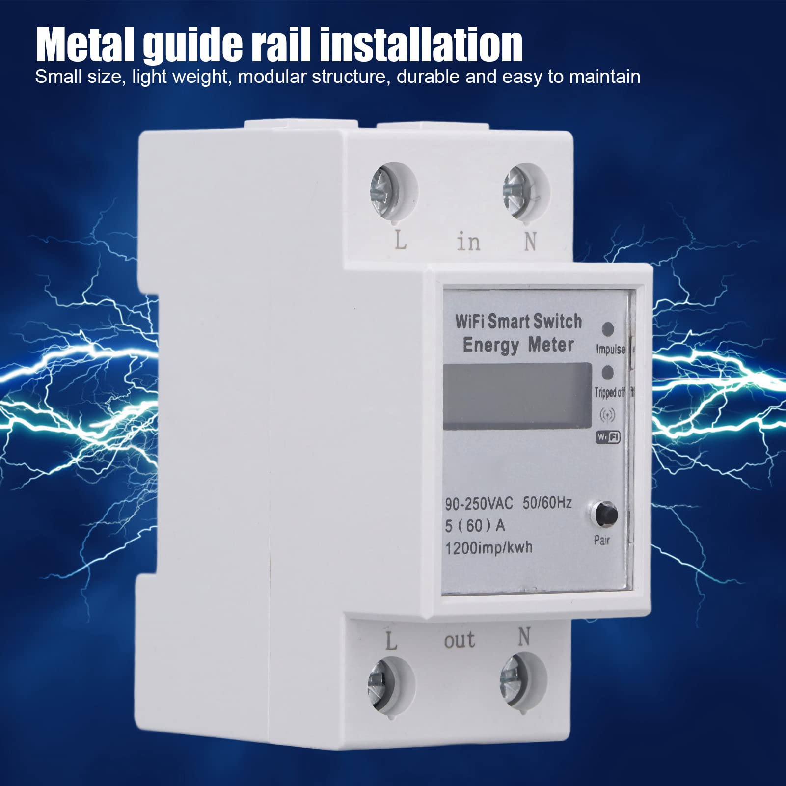 YWBL-WH WiFi Smart Energy Meter, 1 Phase 2P Din Rail 90-250V