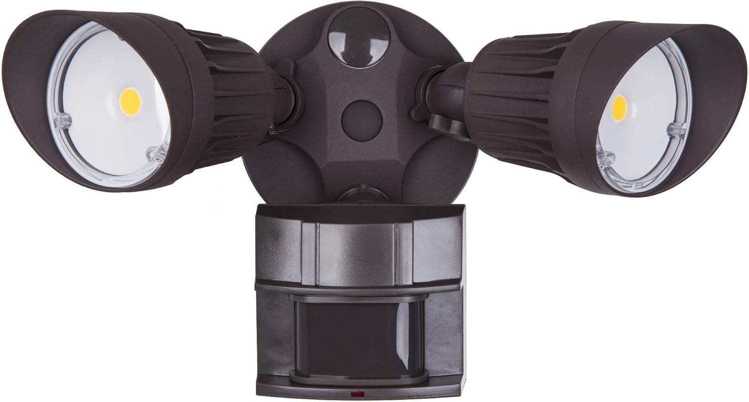 LED Security Light 20W Flood (100 Watt Replacement), Motion Sensor + Photocell, 1500 lm, 5000K (Daylight), Adjustable Head, Bronze, IP65, ETL Listed