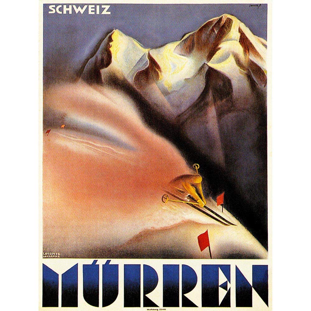 Wee Blue Coo Travel Winter Sport Murren Switzerland Alpine Resort Ski Snow Art Print Poster Wall Decor 12X16 Inch