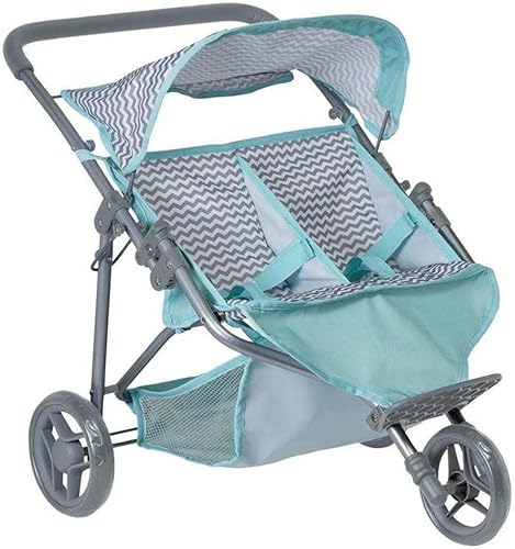 Adora Zig Zag Twin Jogger - cochecito doble para muñeca para nuestros pequeños trotadores Azul