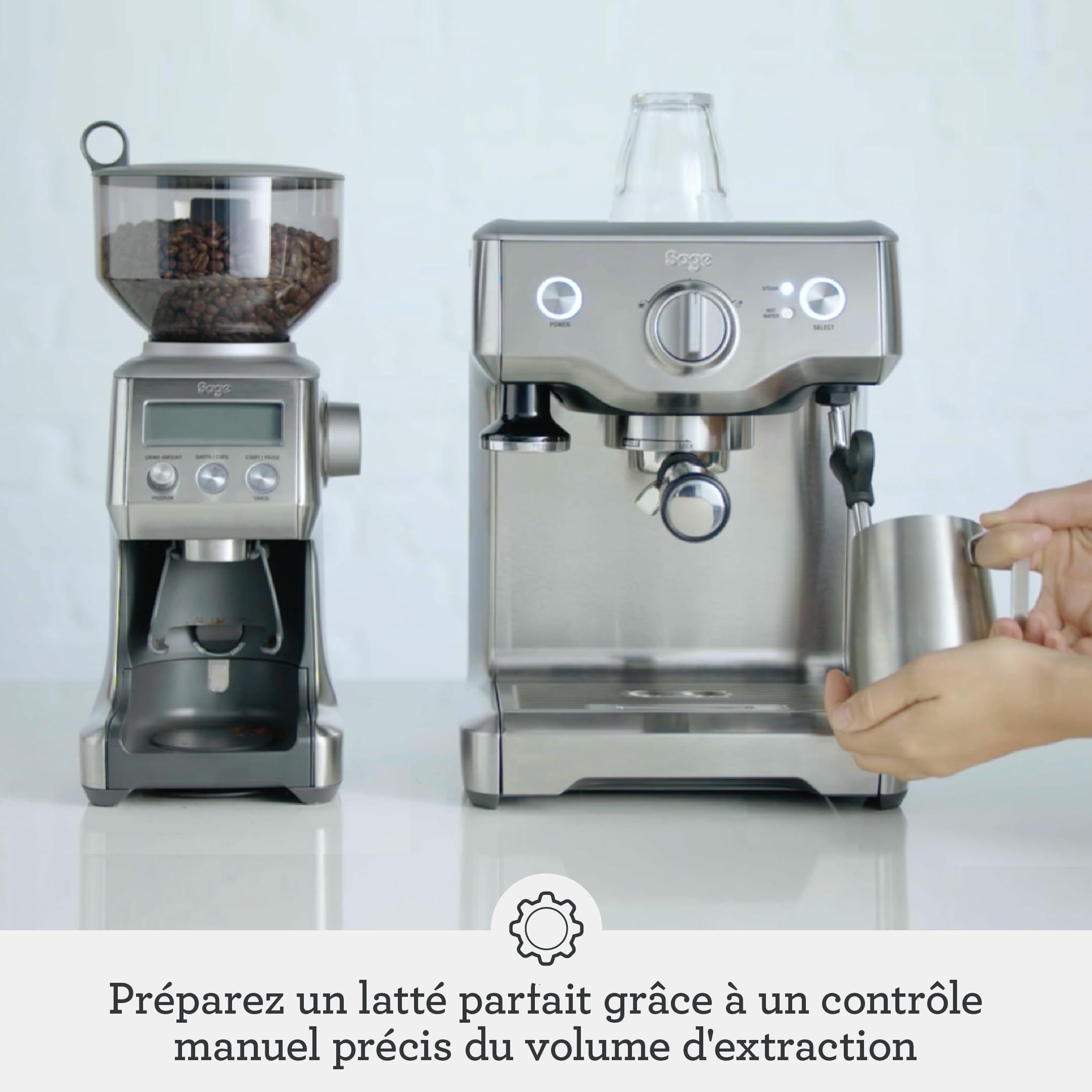 Sage - The Duo-Temp Pro - Machine à Café à Grain avec Mousseur à Lait - Acier Inoxydable Brossé