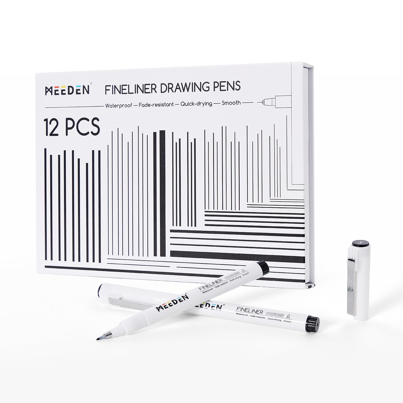 MEEDEN Micro Fineliner Drawing Pens: 12-Size Fine Liner Pen Set, 0.05-3mmBlack Waterproof Archival Ink for Technical Drawing, Sketching, Outlining, Illustration, Manga and Journaling