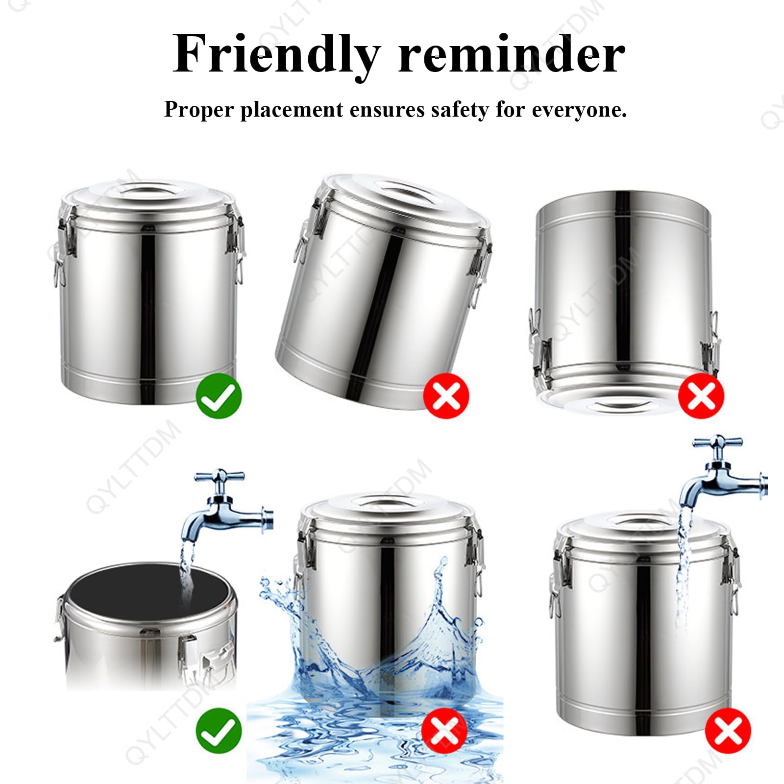 Termo Comercial de Acero Inoxidable para Catering, dispensador de Bebidas isotérmico con Grifo, Recipiente para Bebidas Calientes como Agua, gachas y Sopa.