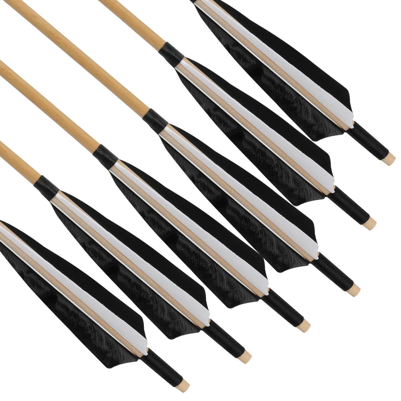 31" Frecce di Legno Tradizionali per Il tiro con L'Arco Frecce da Caccia Frecce di tiro di Pratica Target Frecce di Legno con 5 "piuma di Tacchino Fletching per Longbow Recurve Bow Arco Tradizionale