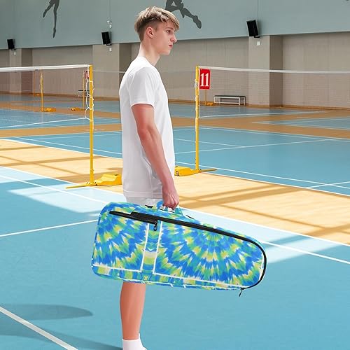 Miniatura 8 de Sporting Goods Tennis Bag BreathableTie-dye Blue Green Circle 2 Rackets Padded Tennis Bag Gym Bag for Men Women Tennis Sport Tenis para