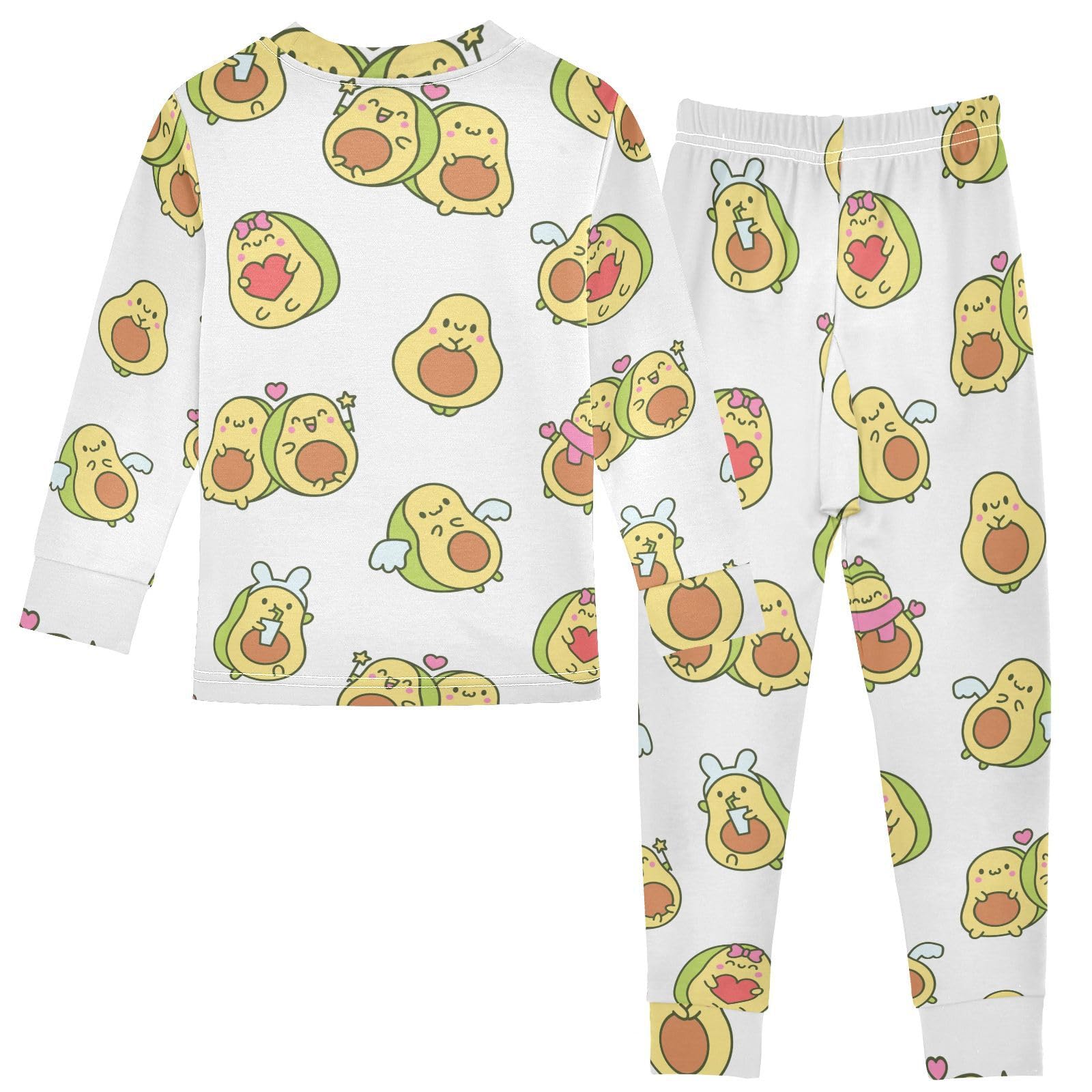 WIFIU Pajama Sets Long Sleeve Top and Pants Kawaii Cute Avocado Funny Printed, Soft Cotton Sleepwear 2 Piece Pjs Set for Home Casual Size 24M
