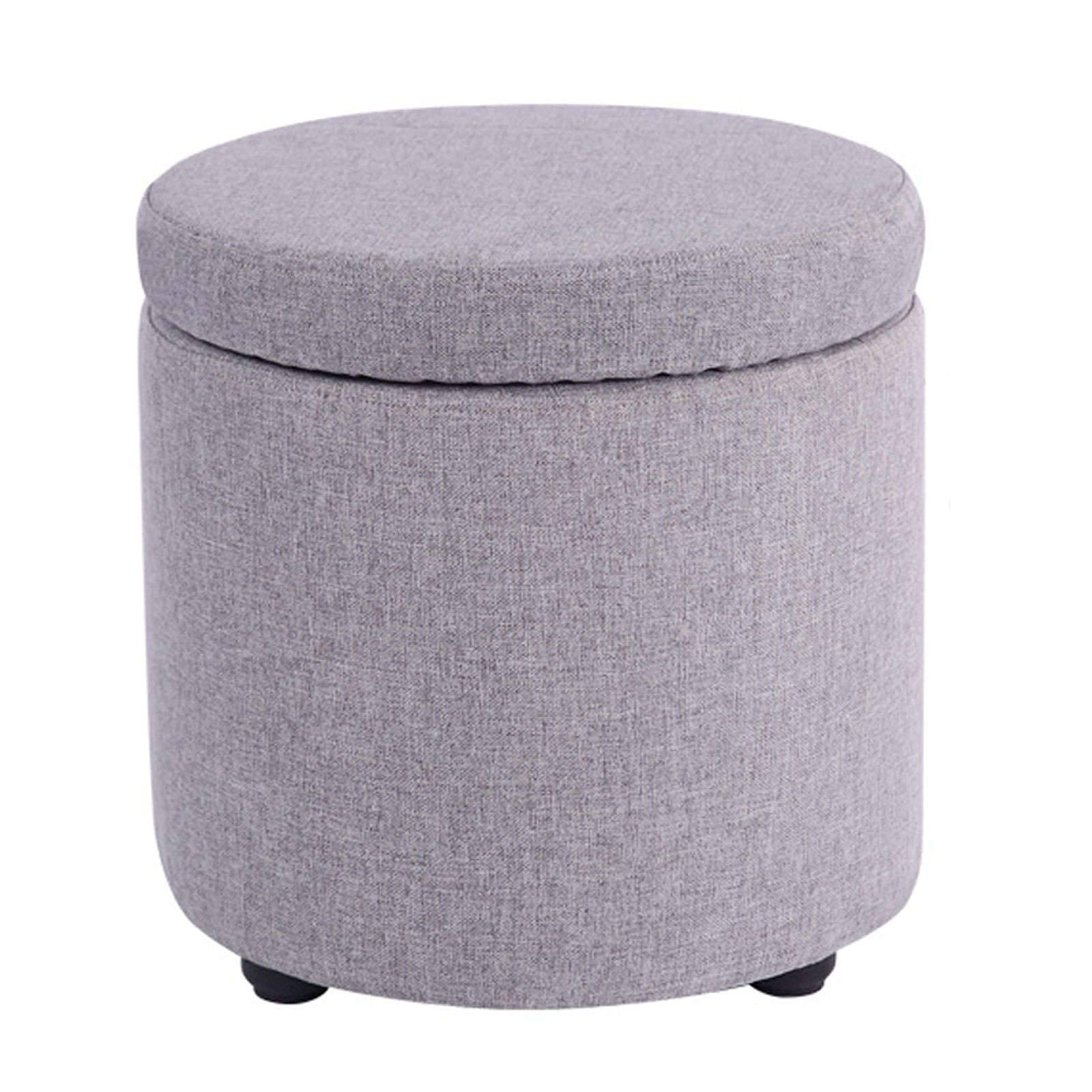 Repose-pieds en lin haut de gamme et coffre de rangement rond