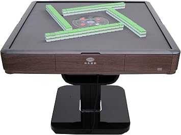 Roller Coaster Style 40mm Chinese/Filipinos/American Mahjong Folding Automatic Mahjong Table Walnut Finish Color Ultra Thin 2 Set of Numbered Tiles &Table Dust Cloth