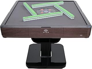 Ultra-Thin Automatic Mahjong Table Roller Coaster Style, 36mm American Style Tiles Built-in Hard Table Cover Set of 4 19' Wooden Pushers & Racks (Folding, Wooden)