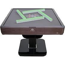 Roller Coaster Style 40mm Chinese/Filipinos/American Mahjong Folding Automatic Mahjong Table Walnut Finish Color Ultra Thin 2 Set of Numbered Tiles &Table Dust Cloth