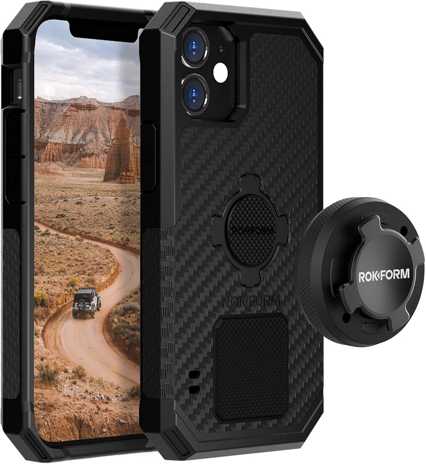 Rokform - iPhone 12 Mini Rugged Case + Aluminum RokLock Phone Mount