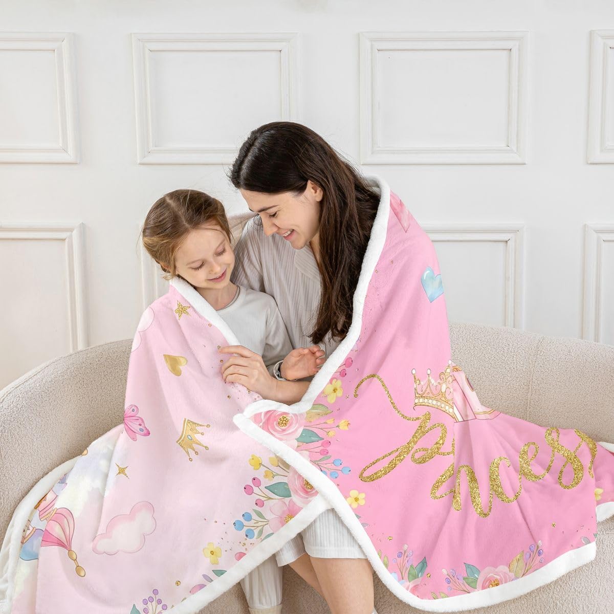 Feelyou Pink Castle Sherpa Blanket Plush Fuzzy Girls Pink Princess Fleece Throw Blanket Boys Girls Girls Dreamy House for Bed Couch Chair Living Room Fairytale Bedroom Decor Twin 60"x80" image 5