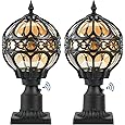 Outdoor Post Light Fixtures for Driveway Yard Lawn Patio Garden, Black Waterproof Exterior Pier Mount Post Light Outside Aluminum Post Lamp Light