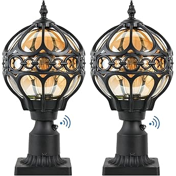 Outdoor Post Light Fixtures for Driveway Yard Lawn Patio Garden, Black Waterproof Exterior Pier Mount Post Light Outside Aluminum Post Lamp Light