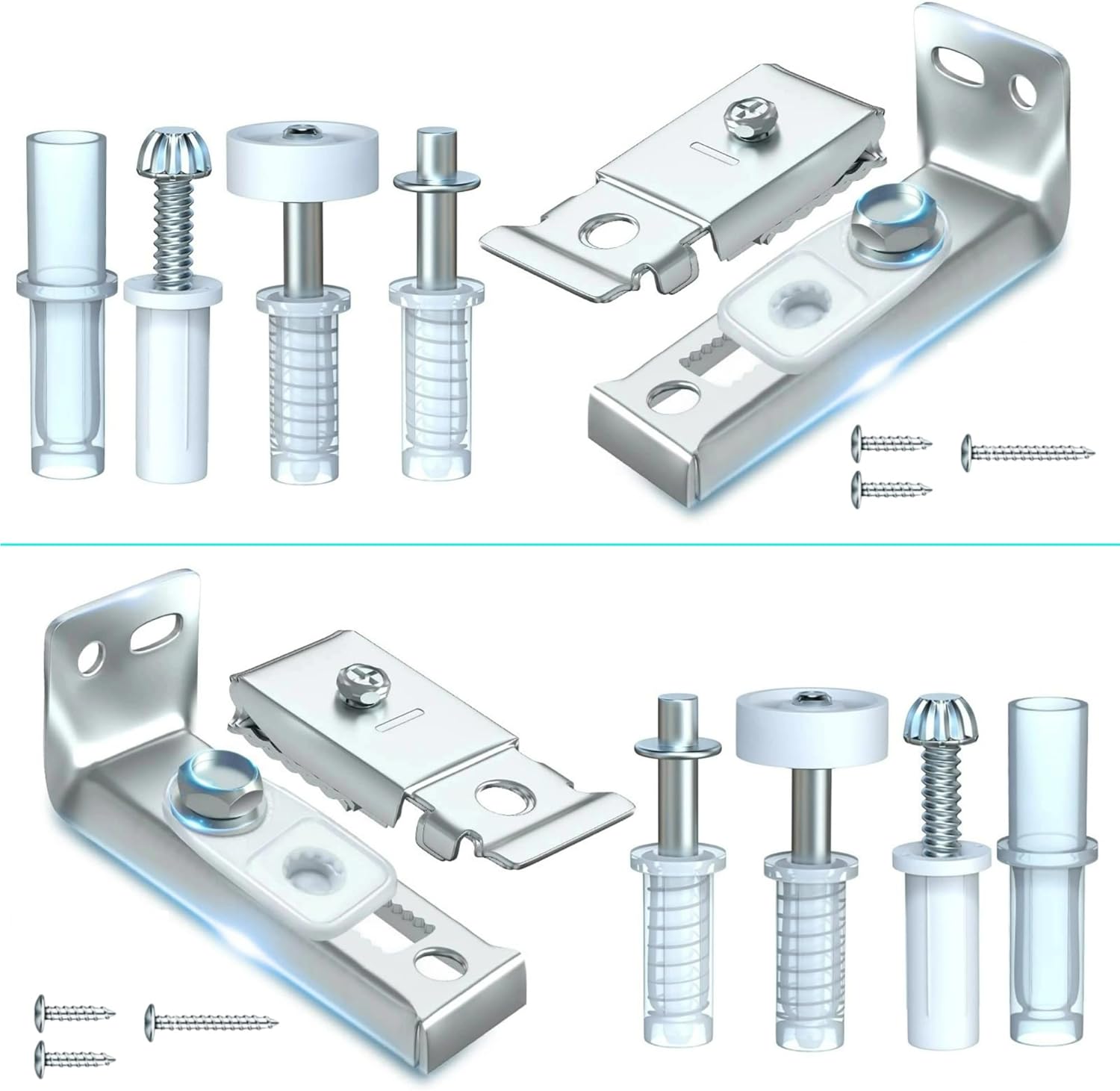 Bifold Door Hardware Repair Kit - Ideal Replacement Parts for Bi - fold & Sliding Closet Doors, Includes Top & Bottom Brackets, Pivots & Guides Wheel for Folding Pocket & Accordion Doors (1 Pack)