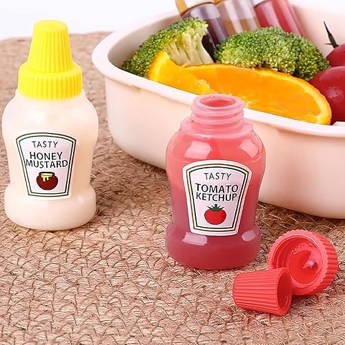 Miniatura 4 de 4 pares de mini botellas de ketchup Stransparent para accesorios de caja Bento, 0.8 onzas líquidas, botellas vacías de salsa de tomate para aderezo