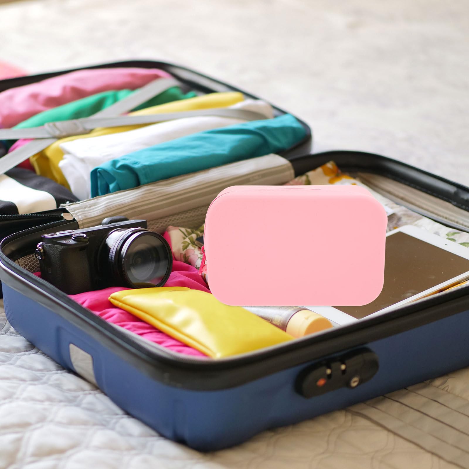 Neceser de Viaje de Gran Capacidad en Silicona Rosa