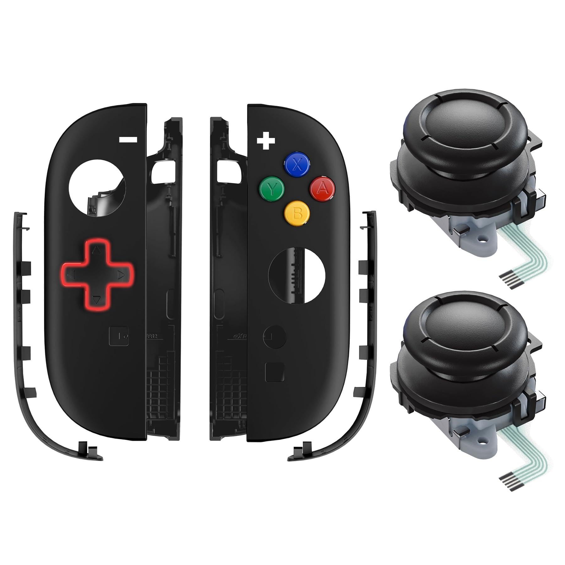 eXtremeRate Cover Tasti Kit + Levette Analogiche 3D Ricambio per Nintendo Switch 2 Controller - Nero