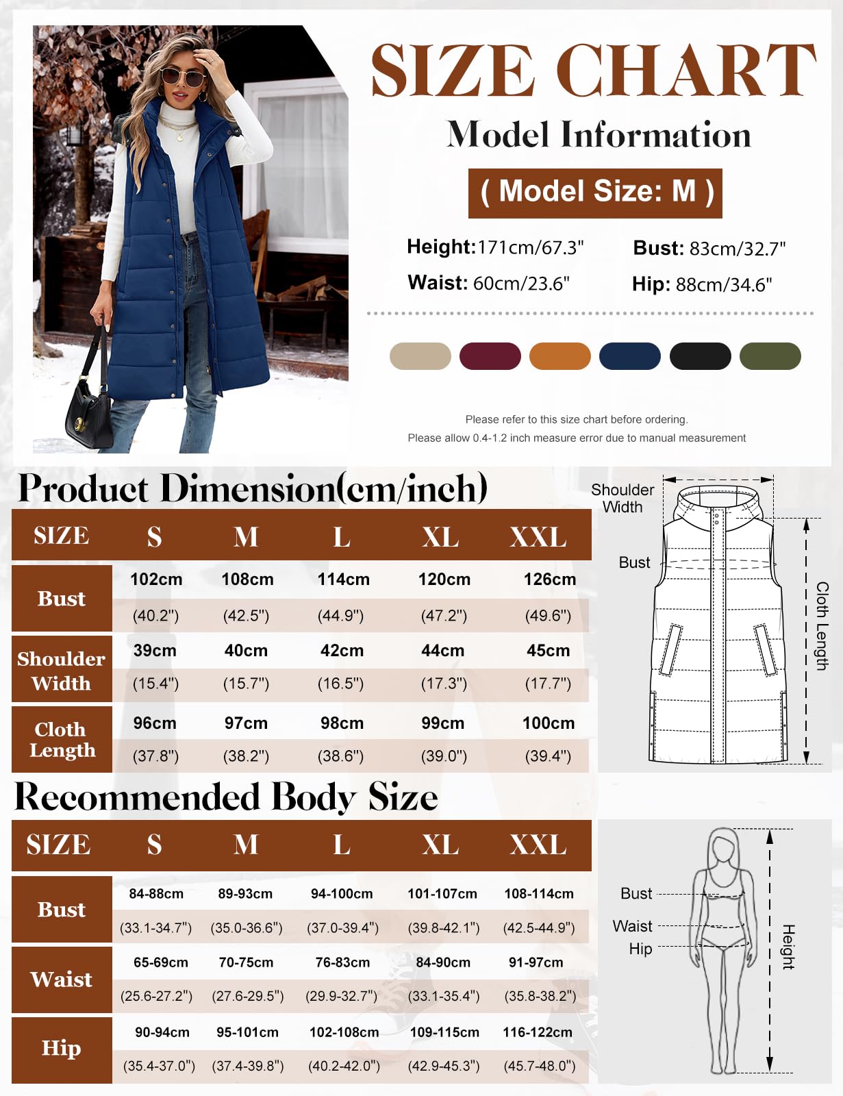 Tuopuda Gilet Donna Lungo, Smanicato Piumino Invernale, Gilet con Cappuccio Cappotto Senza Maniche Termico Giubbotto Imbottito Giacca Trapuntato con Cerniera