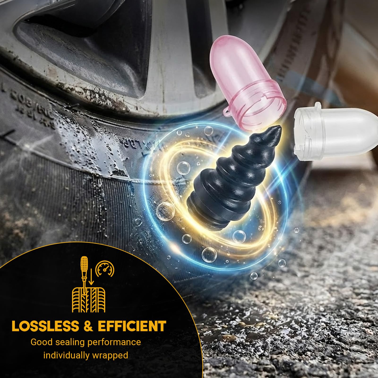 Jetstream 60 Piezas Clavos de Reparación de Neumáticos al Vacío, Clavo de Goma para Neumáticos, Incluye Destornillador, Adecuado para Automóviles, Motocicletas y Bicicletas (30S, 30L) - 4