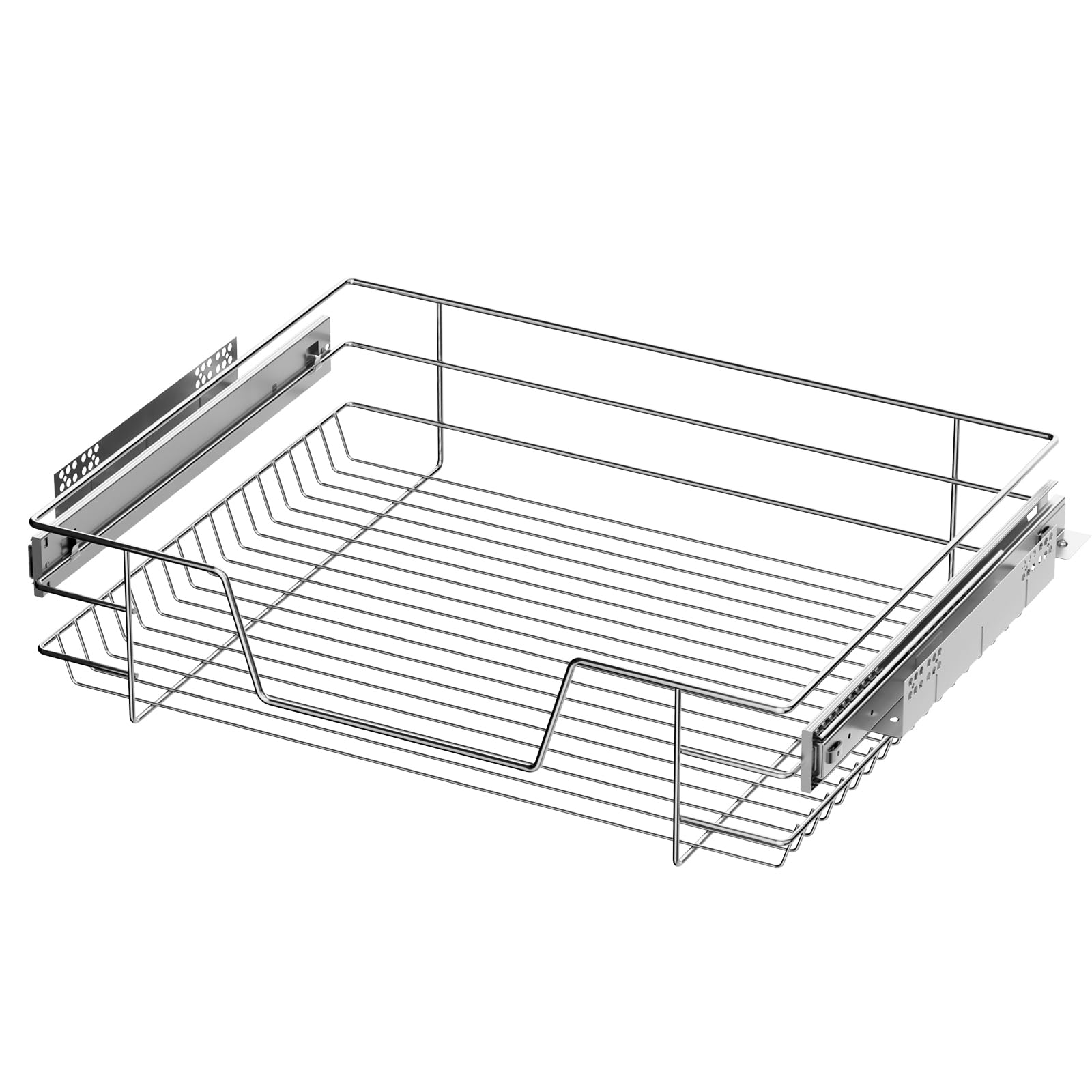 XEMQENER Heavy Duty Kitchen Pull Out Wire Baskets Base Storage Unit, 600MM Slide Out Kitchen Utensil Holder Rack Larder Drawers Origanize with Buffer (for 600mm Width, 1 Pcs)