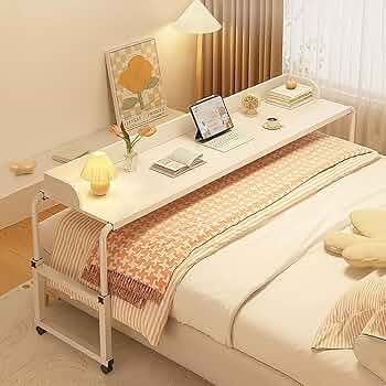 ベッド用デスク Amazon.co.jp: LJFDXD 360°ホイール付き調節可能なオーバー
