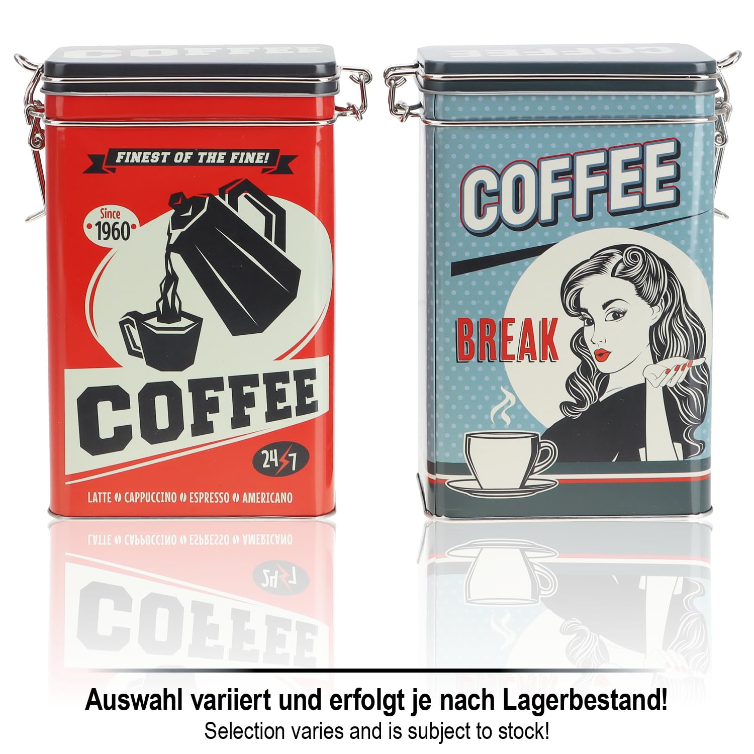 com 4x four® contenitore in metallo, scatola per caffè con coperchio | contenitore in metallo stile retrò per alimenti[assortimento variabile]