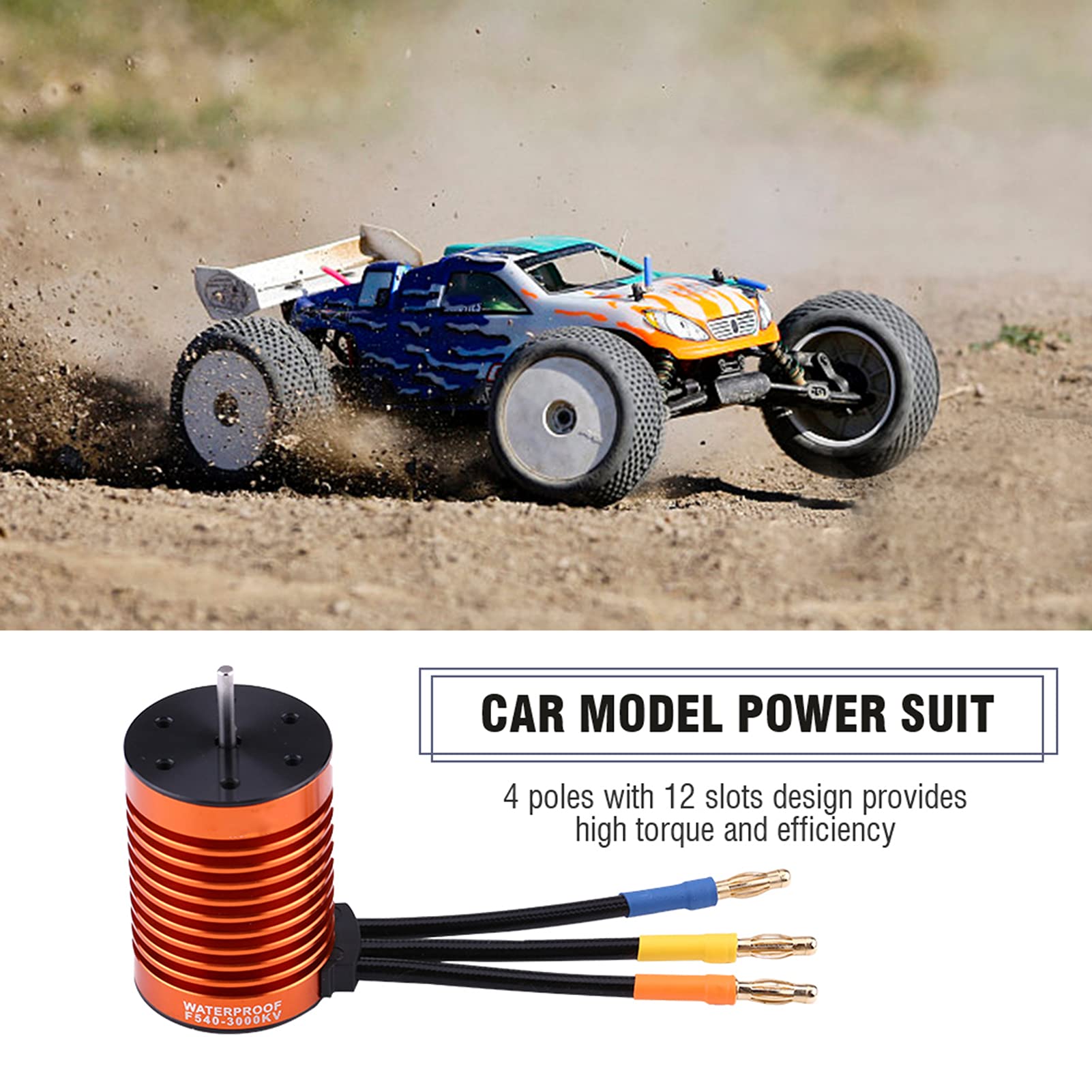 Changor Silnik RC o Wysokim Momencie Obrotowym, 3000 KV dla Samochodów 1/10 | Trwałe uzwojenie miedziane, materiał przyjazny dla środowiska, precyzyjna inżynieria, ochrona przed niskim napięciem