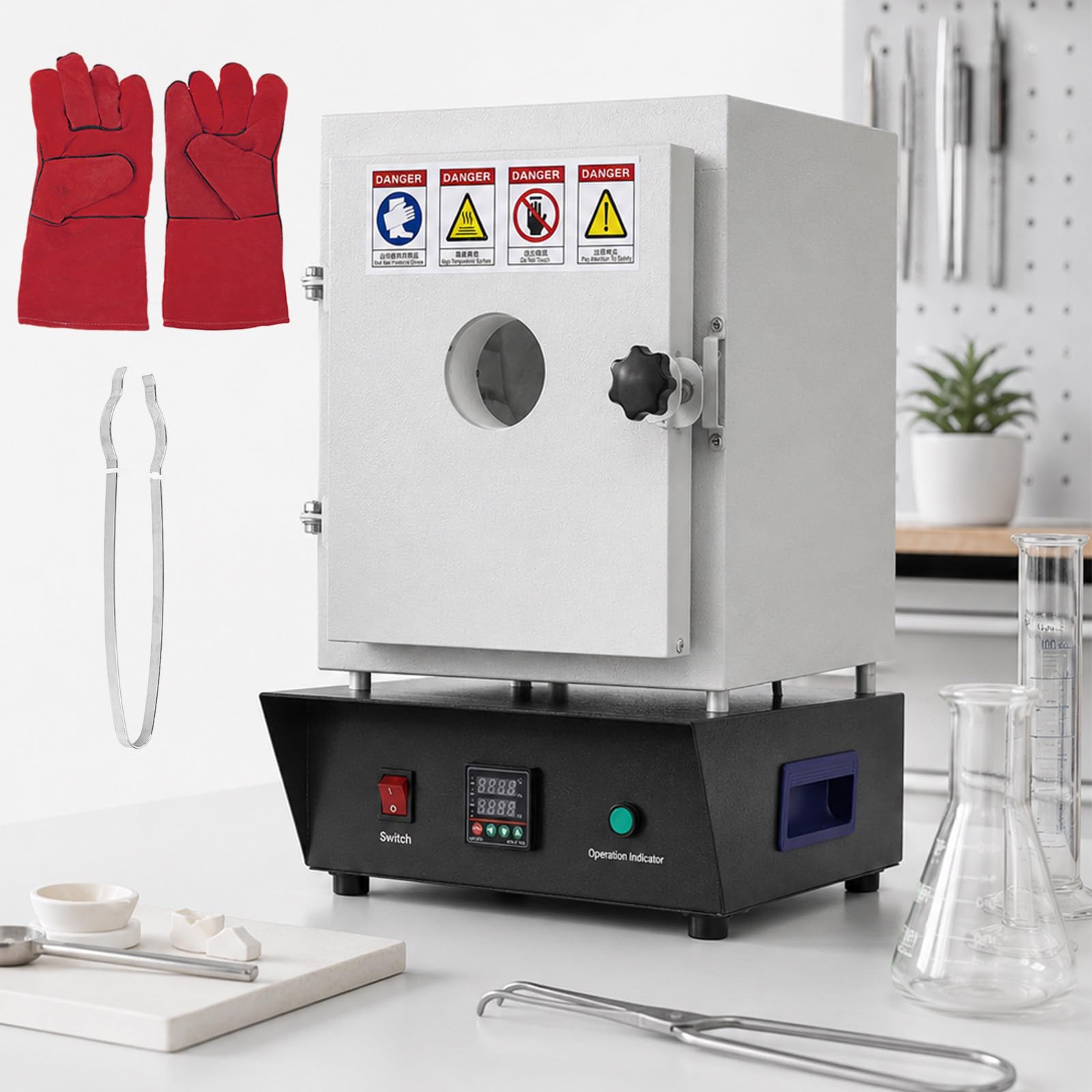 Forno Elettrico e Forno per Fusione di Metalli, 1500W 1150℃ con Finestra di Osservazione e Controllo PID, per Smaltatura di Ceramica e Progetti DIY, Uso da Tavolo Domestico
