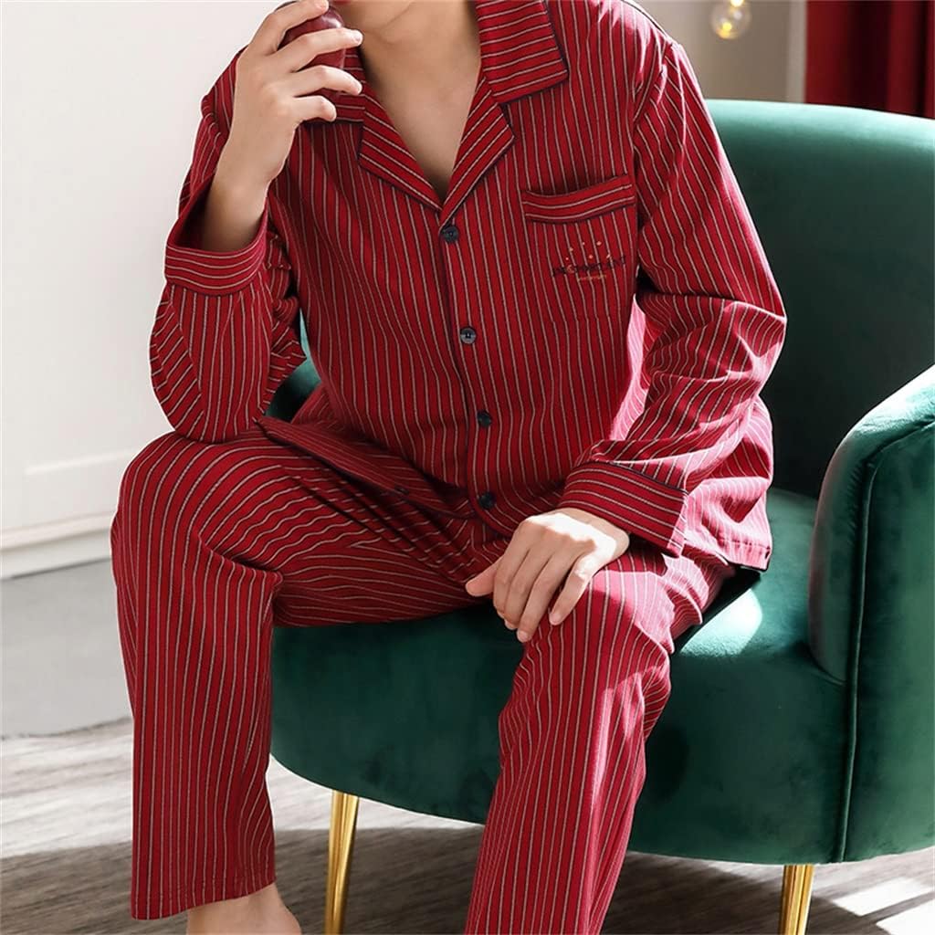 Pajamas men's spring and autumn models cotton long-sleeved home clothes red suit
