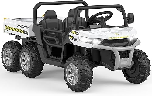 Camión volquete de paseo para niños con control remoto, vehículos eléctricos UTV con cama de descarga eléctrica, 4WD Power Ride-on 6 ruedas,