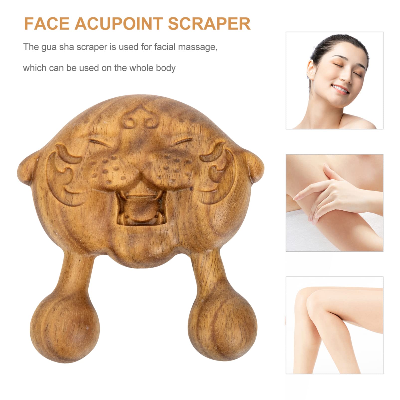 Minkissy Face Scalp Gua Sha Massager Tiger Shape Nose Shaper Natural Facial Wooden Sandalwood Wide Tooth Combs Massager Tool for Guasha Scraping