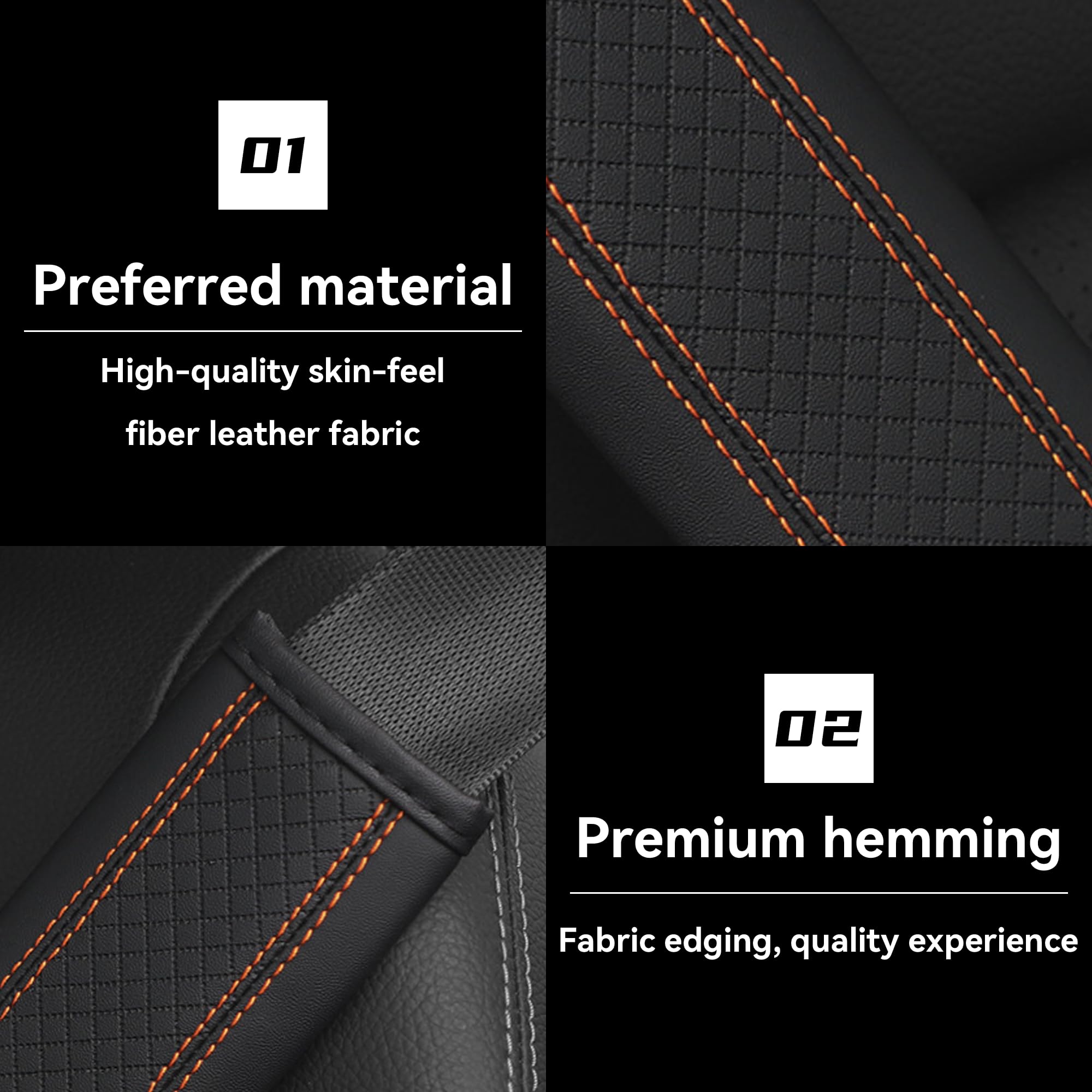 2 x Auto-Sicherheitsgurt-Bezug, weiche Schultergurte, Gurtpolster, Sicherheitsleder, Komfort-Fahrkissen, schützt Schulter und Nacken, universell für Auto, SUV, LKW (Schwarz/Orange)