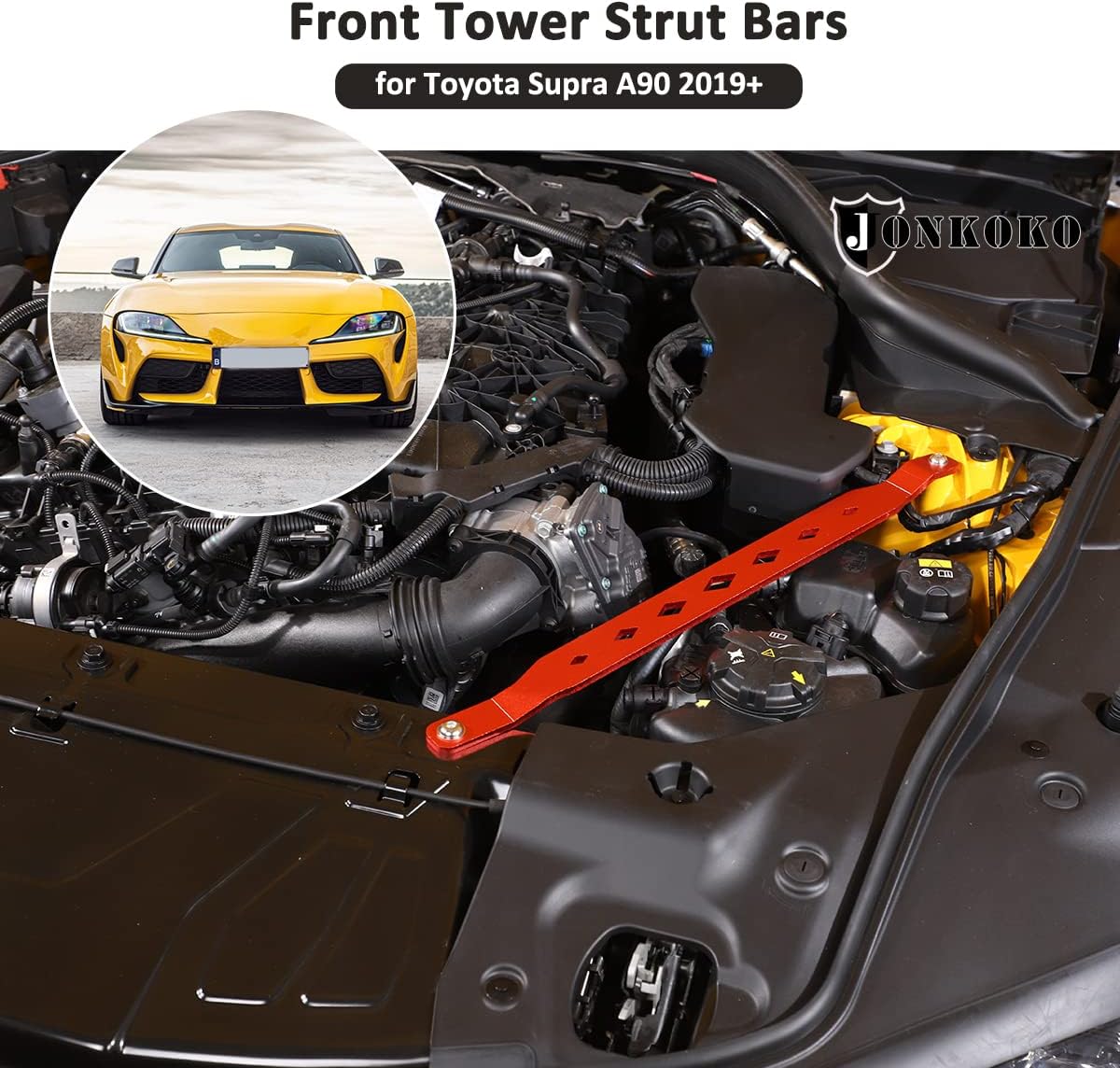Carbon Steel Front Strut Bar For Toyota Supra A90 2019-2022 Car Front Upper Strut Tower Brace (Red)