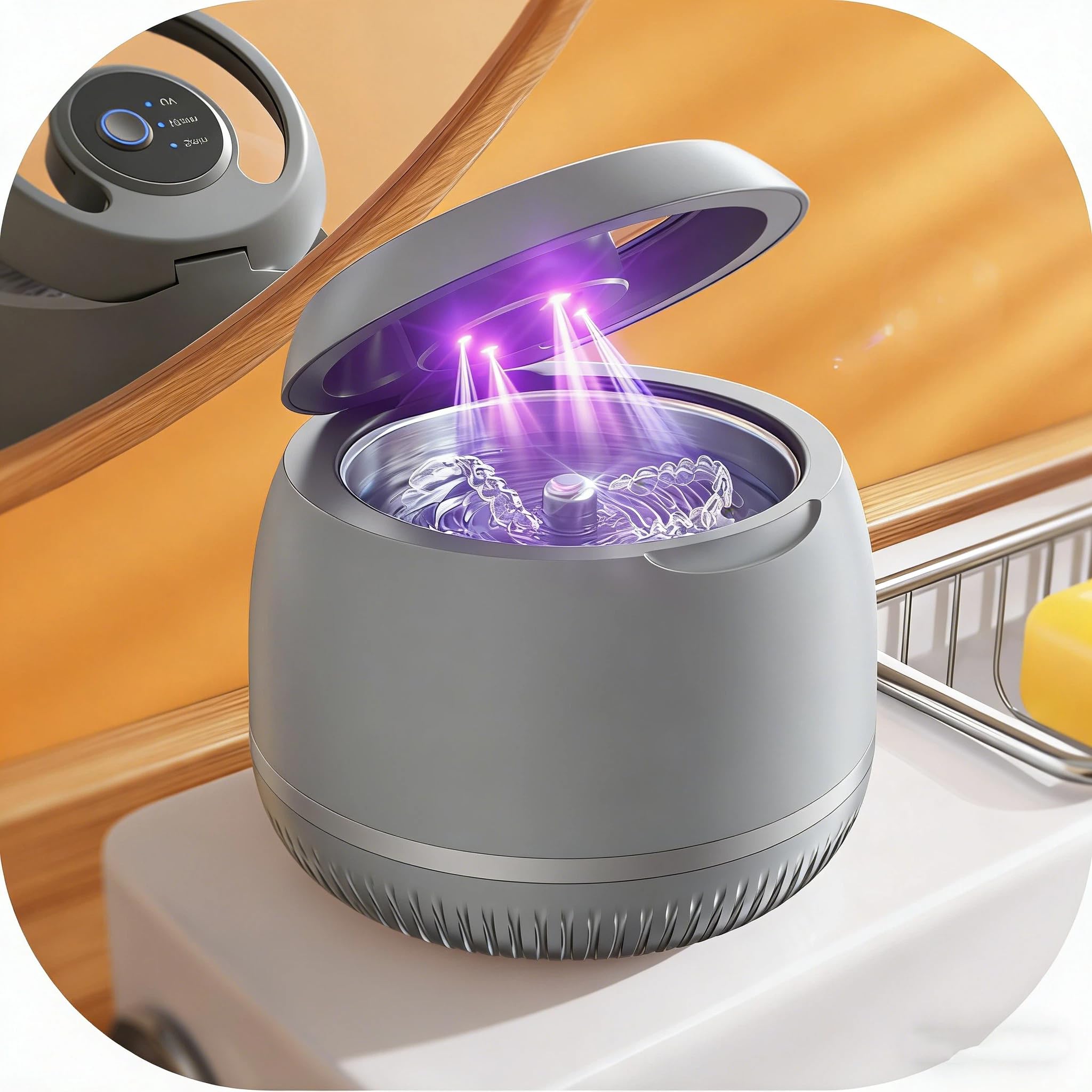 Beser Ultrasonic Retainer Cleaner 2X Clean 4X Sterilize Dental Retainer Cleaner Machine Pod for Aligner Nightguard Mouth Guard