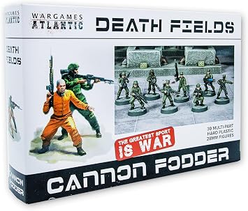Wargames Atlantic Death Fields - Cannon Fodder 30 Figures Multi-Part Hard Plastic HIGH Impact POLYSTYRENE 28MM Figures...