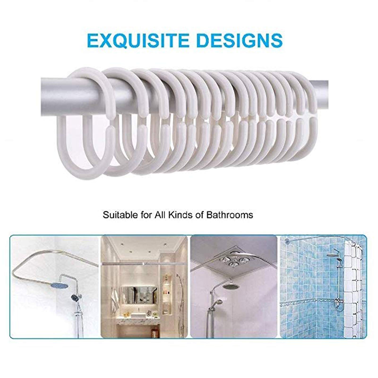 Tenda Doccia 250x180cm Impermeabile 3D - Con 12 Ganci Per Vasca E Box Doccia - Foto 10