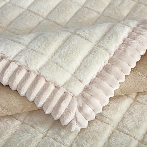 Miniatura 7 de vctops Fundas de lujo para sofá modular de piel sintética de conejo, funda cálida y gruesa para sofá, funda súper suave y sólida para sofá,