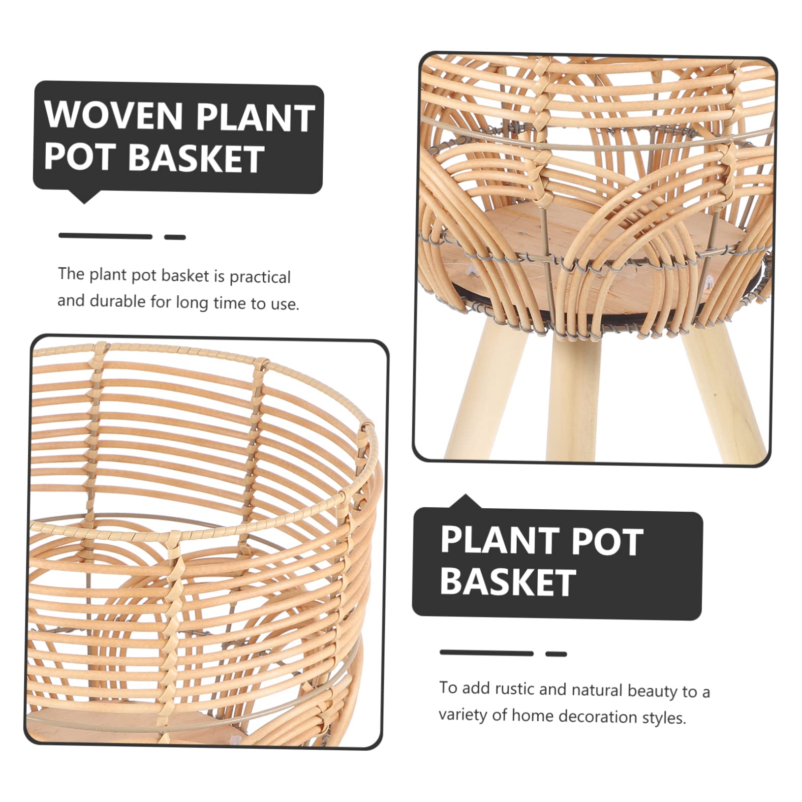 BESTonZON Pot De Fleurs Bambou Panier De Rangement Support De Jardinière pour Maison Pot De Fleurs Bambou Tressé