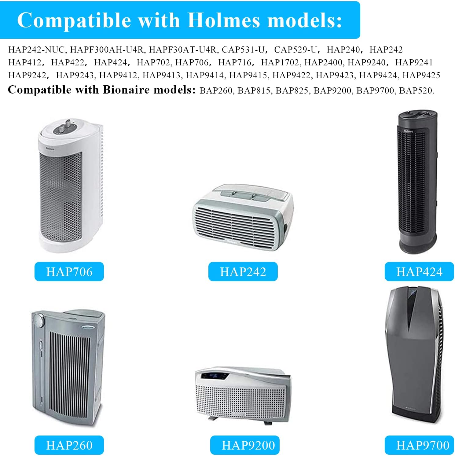 AER1 Filters HAPF30AT Replacement For Holmes HAPF300AH-U4R HAP242-NUC - 2 HEPA Filter + 4 Carbon Filters