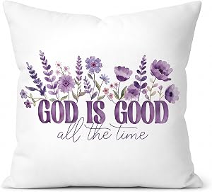 Purple Floral Christian Decorative 18x18 Pillow Cover