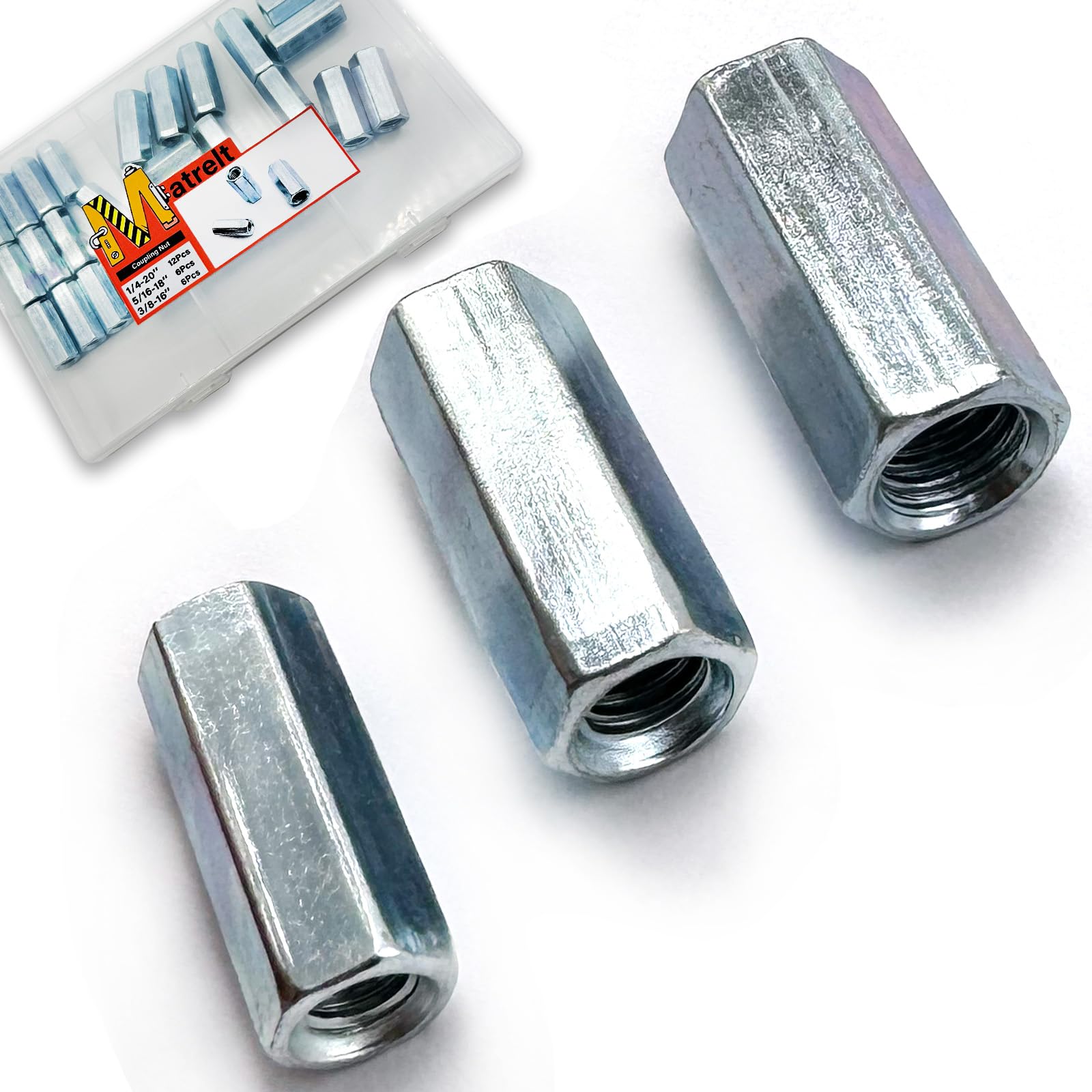 1/4"-20 Coupling Nuts - 20 Pack, Zinc Plated -16